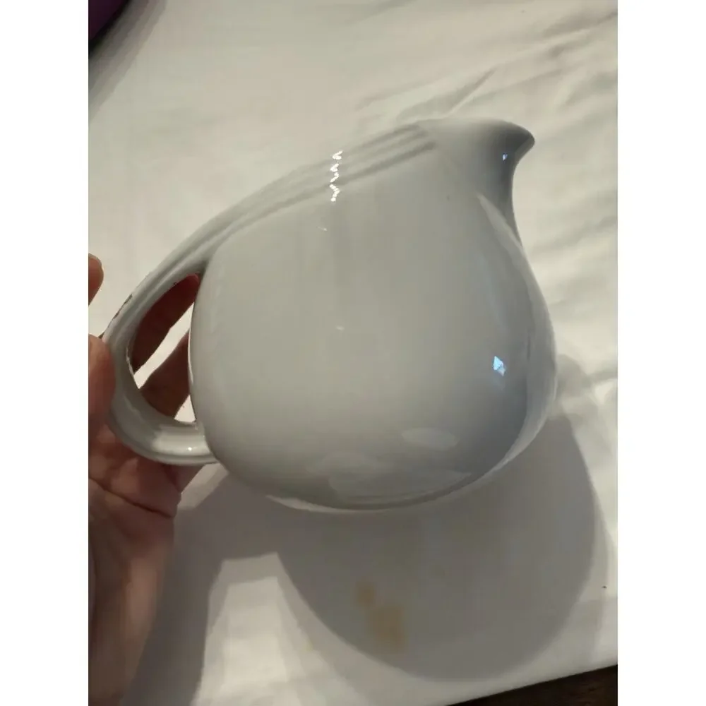 Hall Rose White Ceramic Floral Teapot 658 Glossy Pottery USA without lid. 5”x 5”